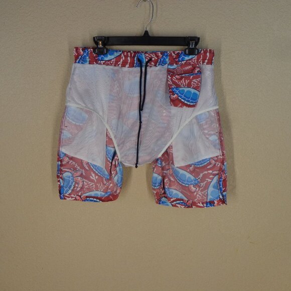 Vineyard Vines Swim Trunks Mens Sea Turtle Ocean Lined Size Medium Drawstring - Picture 3 of 6